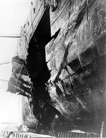 HMS Arethusa damaged